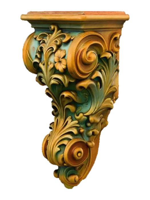 Modelo 3D de Floral Scrollwork Corbel, gerado por IA
