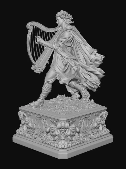 3D model for Bard Playing Harp