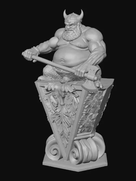 3D model for Viking on Carved Pedestal