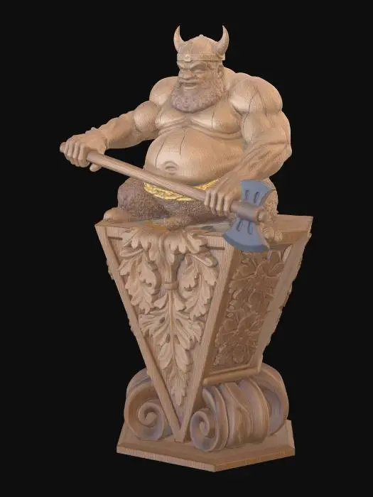 3D model for Viking on Carved Pedestal