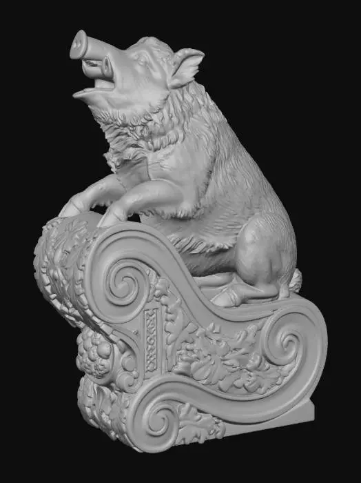 3D model for Boar on Scrollwork