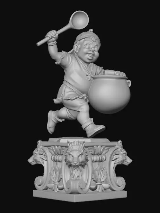 3D model for Lad with Pot and Spoon