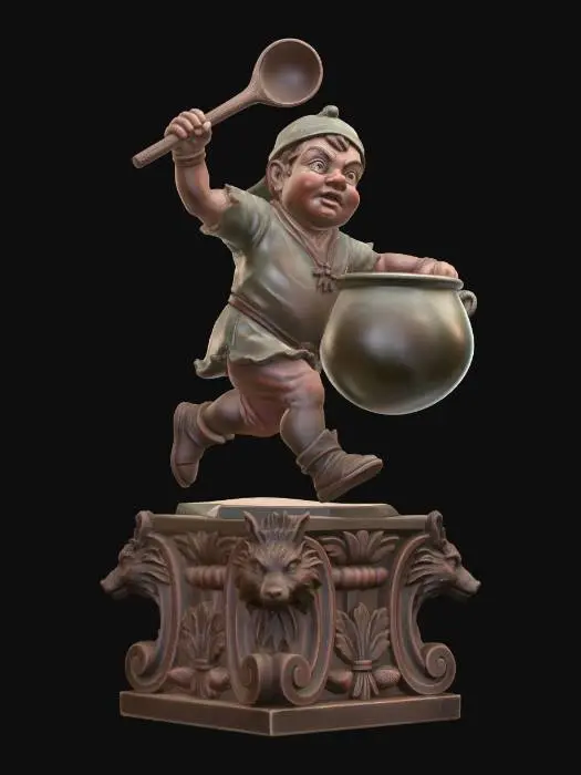 3D model for Lad with Pot and Spoon
