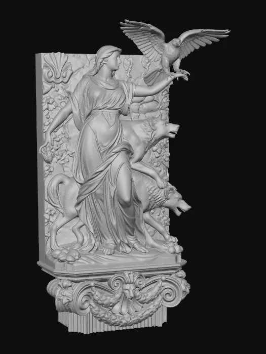 3D model for Goddess with Eagle and Wolves