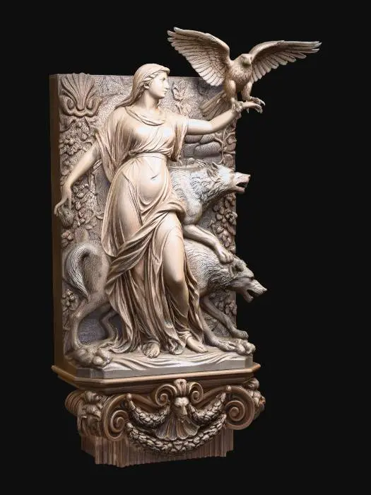 3D model for Goddess with Eagle and Wolves