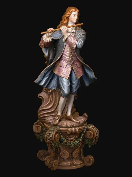 3D model for Flutist on Carved Pedestal