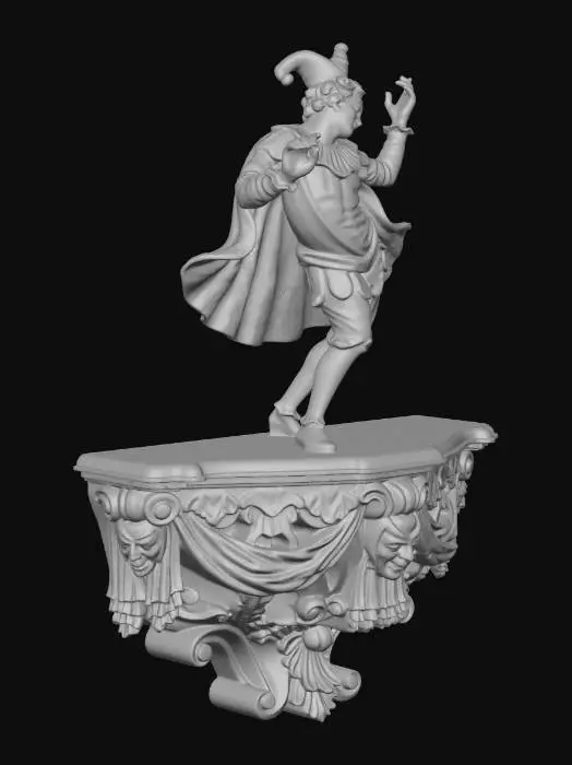 3D model for Jester on an Ornate Carved Shelf