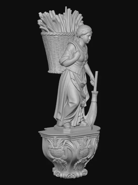 3D model for Maid with Basket and Broom