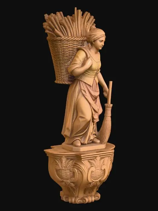 3D model for Maid with Basket and Broom