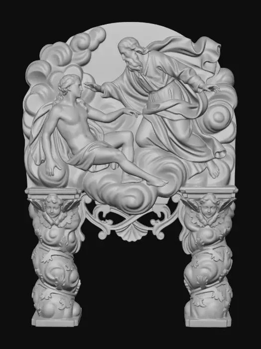 3D model for God and Adam in the Clouds