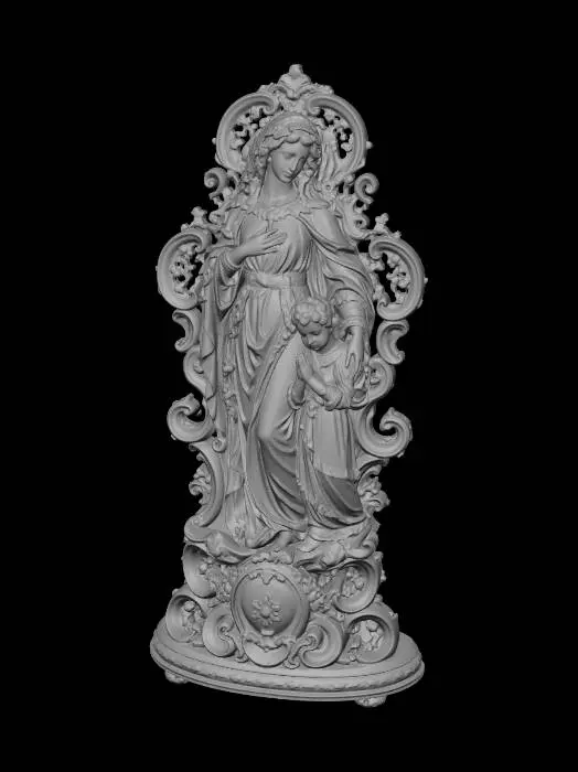 3D model for Madonna and Child in Ornate Baroque Sculpture
