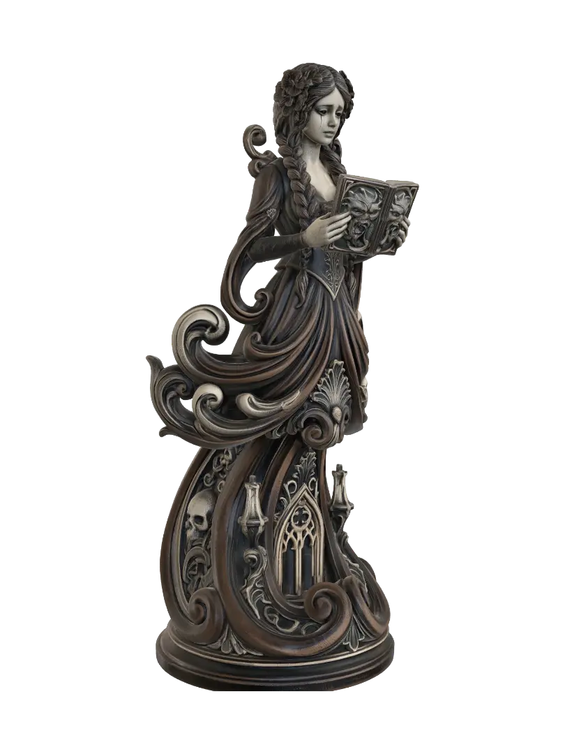 Modello 3D Transform a solemn gothic girl clutching an ancient demonic grimoire into a… - Polychrome, generato dall’IA