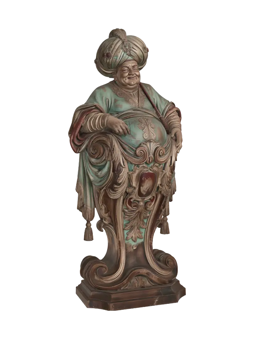 Modelo 3D de Transform a cheerful rotund sultan wearing an oversized jeweled turban, luxurious…, gerado por IA