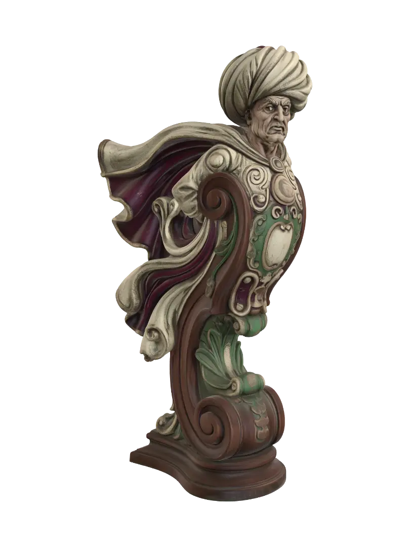 Modelo 3D de Transform a proud sultan with towering turban, flowing cape and commanding stance into…, gerado por IA