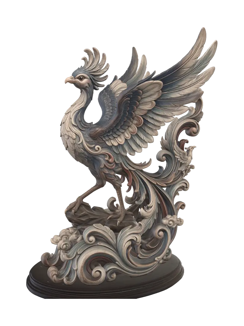 ornate desertbird - Rococo-3D-Modell, KI-generiert