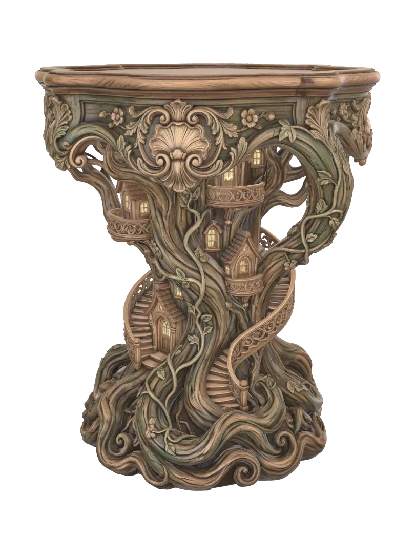 treehouse table - Rococo-3D-Modell, KI-generiert
