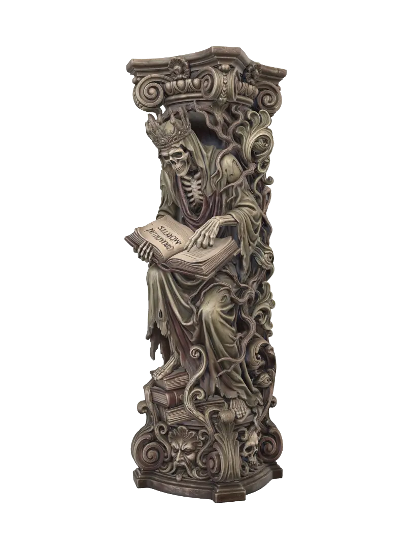 skeletal king of books - Eldritch 3D model, vytvořený pomocí AI