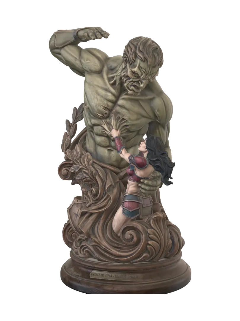 victorian hulk vs wonder woman 3D model, vytvořený pomocí AI