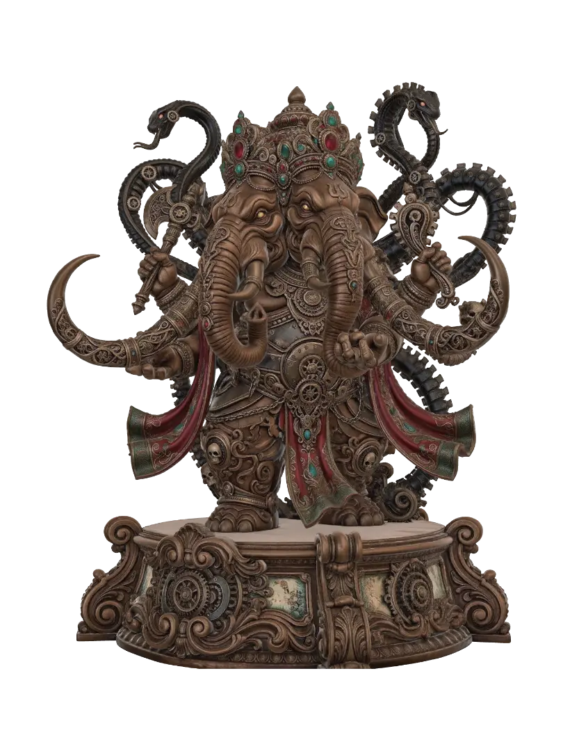 Model 3D dystopian ganesha - Artnouveau, dijana oleh AI