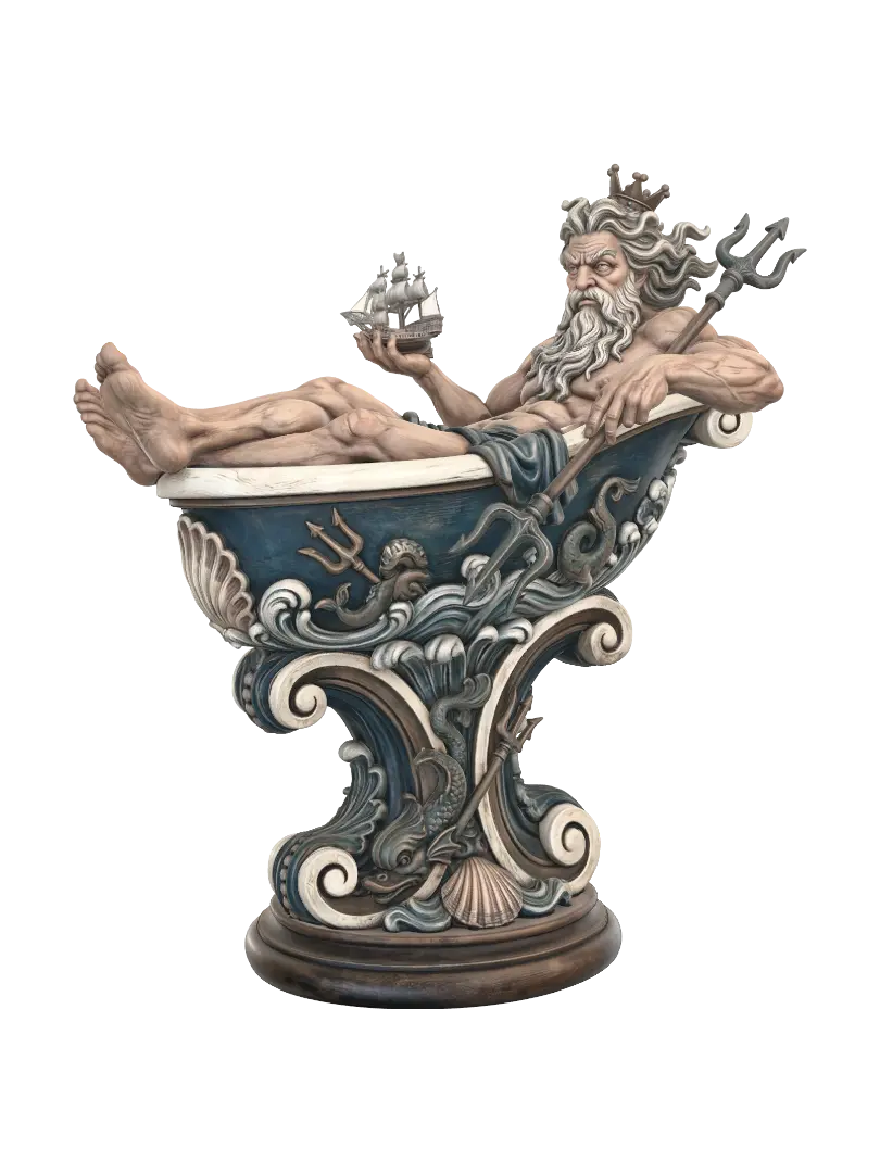 Modello 3D zeus bathtime - Polychrome, generato dall’IA