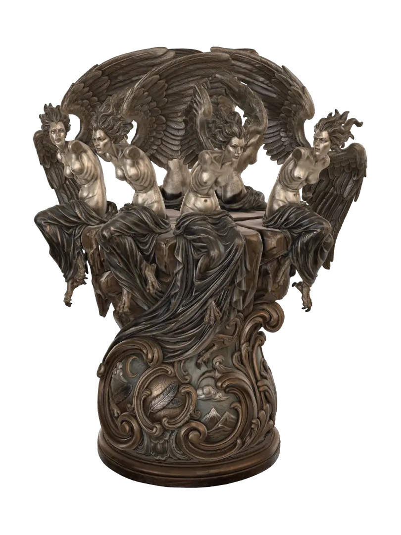 harpys ensemble - Roccoco 3D model, vytvořený pomocí AI