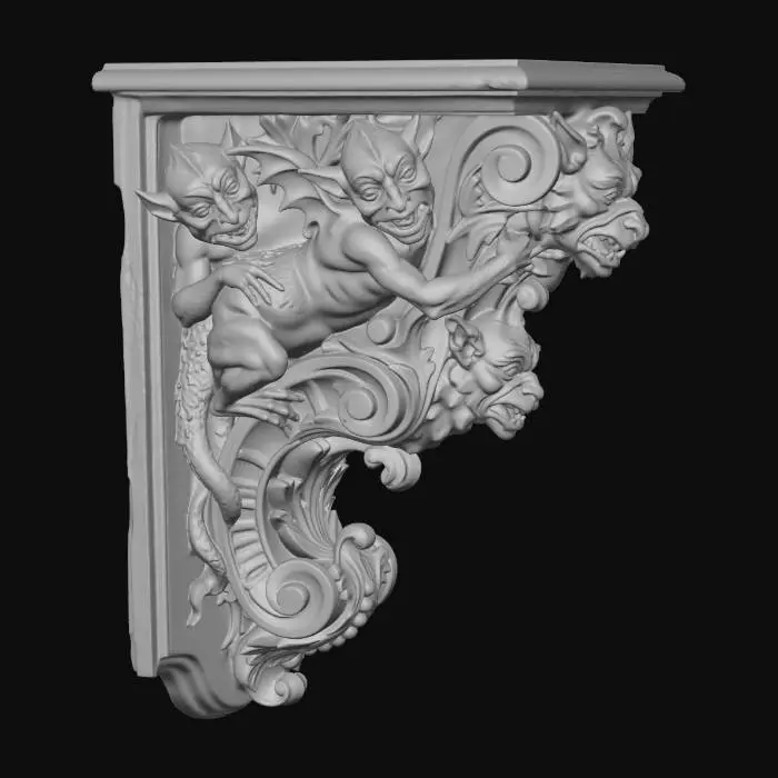 3D model for Three Demonic Gargoyle Corbel