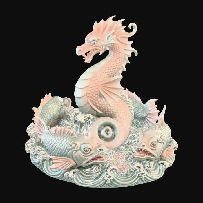 3D model for Dragon and the Koi