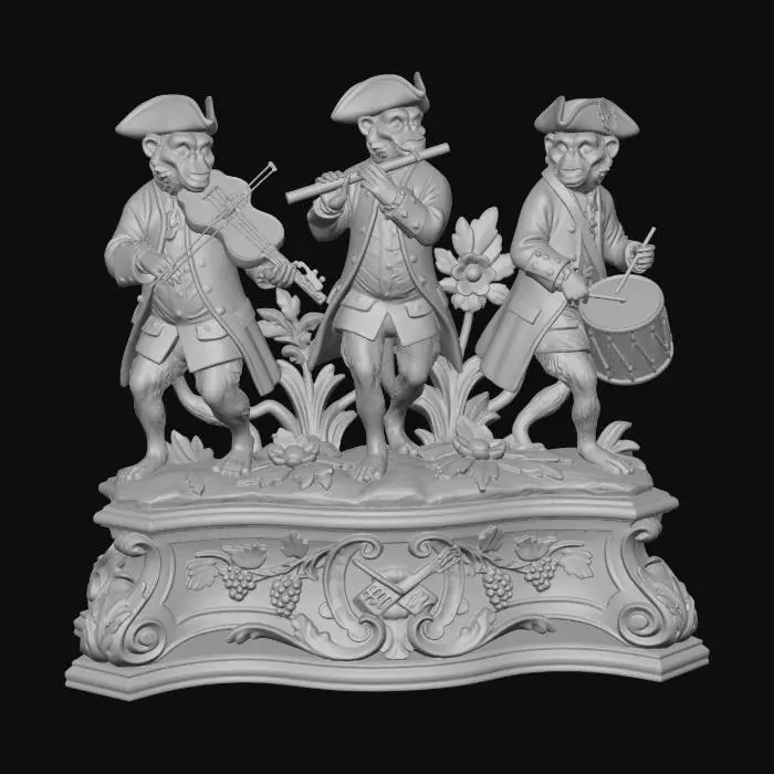 3D model for Three Monkey Musicians