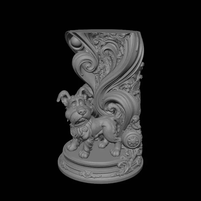 3D model for Puppy Among Baroque Scrolls