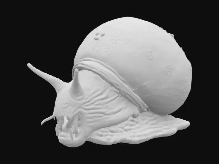 3D model for Horror snail monster. Grotesque, pumped veins, sharp teeth, mold all over it, very ugly. Ultra realistic, Highly detailed.