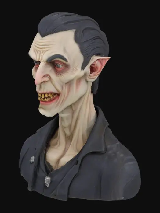 3D model for Male Nosferatu bust. Lean but well-built. Not overly muscular, but strong enough to survive. Ultra Realistic, Highly Detailed.