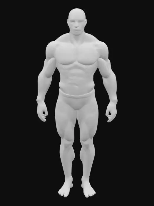 3D model for Naked Male Human with dark underwear as a baseline for a UMA system. No facial markings, no hair