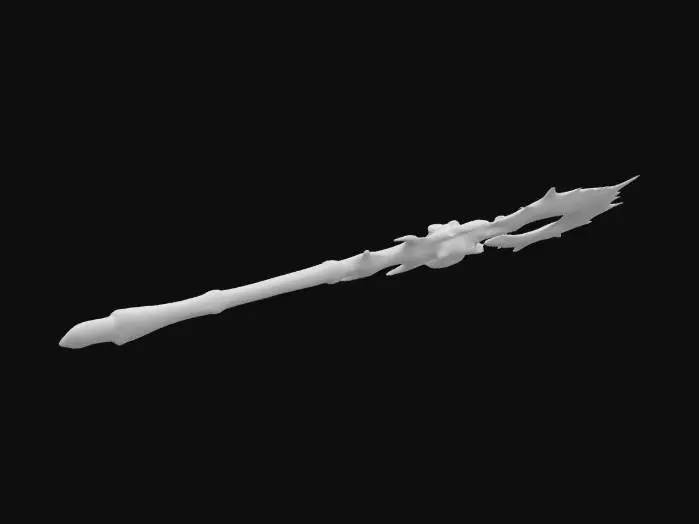 3D model for Оружие для игры Dota 2 , оружие для персонажа Pudge , крюк как у Pudge из игры дота 2 , но вид у него напоминает посох черно красного цвета вокруг посоха летает кровь 