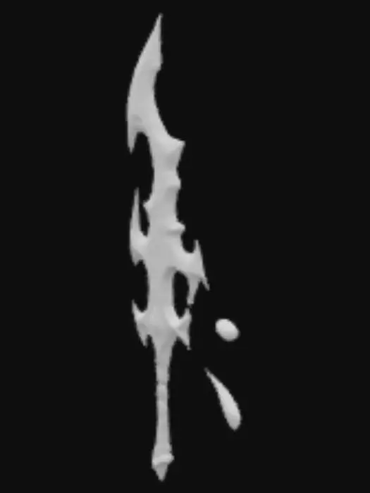 3D model for Оружие для игры Dota 2 , оружие для персонажа Pudge , крюк как у Pudge из игры дота 2 , но вид у него напоминает посох черно красного цвета вокруг посоха летает кровь 