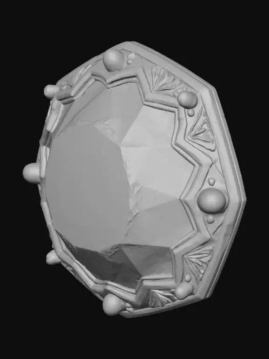 3D model for Kırmızı yakuttan yapılmış altıgen büyülü bir kalan çiz. Bu kalkanın kenarları altın kabartmalı zarif bir çerçeveile kaplıdır. Taop ortasında sevimli bir savaşçı fare sembolü vardır. Fantastic ve güçlü bir görünteye sahip uzaylı ileri teknoloji ütrünü ve mistik bir kalkandır