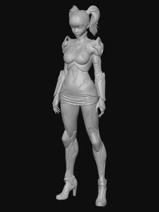 3D model for sci fi, short skirt suit, girls hero, evangelion asuka