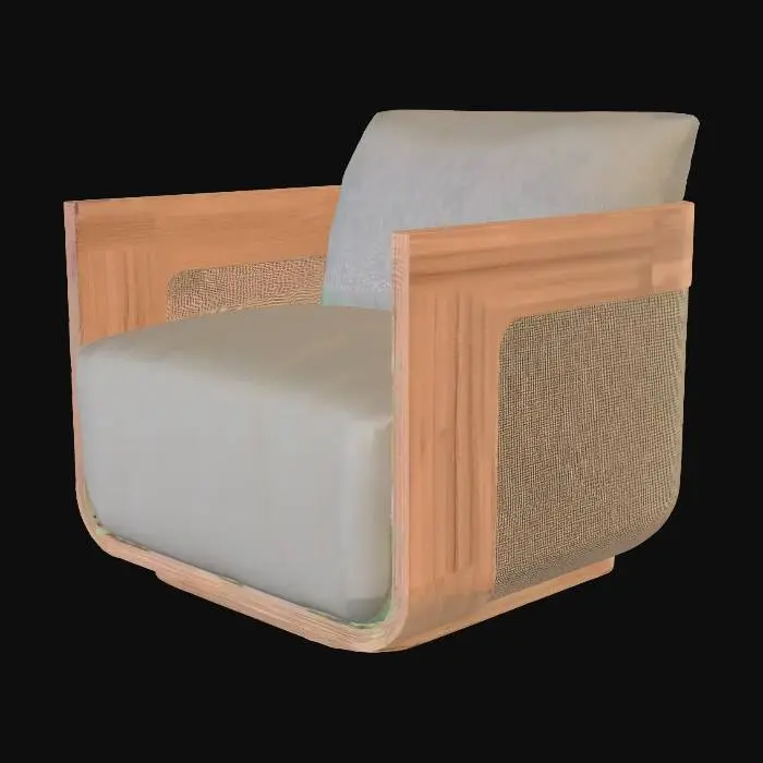 3D model for Oak Frame Bouclé Armchair