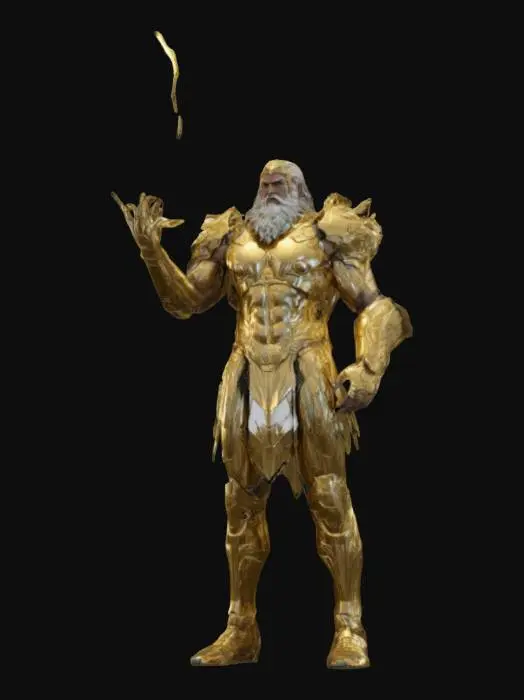 3D model for Let's recreate a sci-fi version of Zeus with Golden Armor and Thunderbolt
