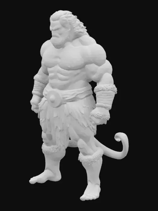 3D model for Create a 3D model of Hercules from Greek mythology. Make him muscular and powerful, wearing a lion's skin over his shoulders and a short Greek-style skirt. Give him a strong, determined expression, holding a club in one hand. The model should be detailed enough for rendering and animation.