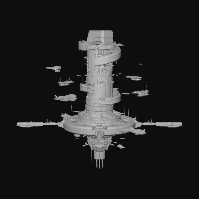 3D model for Night Corp Orbital Tower