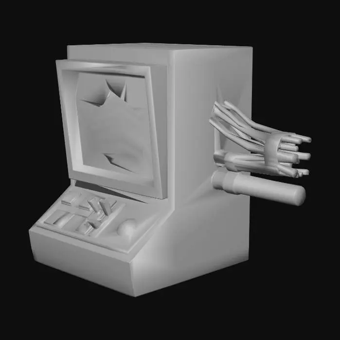 3D model for A computer console terminal that would be embedded in a wall. Half-life 1 aesthetic.