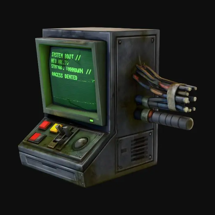 3D model for A computer console terminal that would be embedded in a wall. Half-life 1 aesthetic.