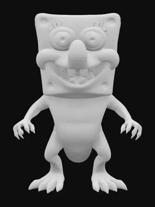 3D model for SpongeBob SquarePants as a velociraptor 