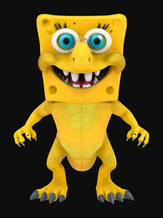 3D model for SpongeBob SquarePants as a velociraptor 