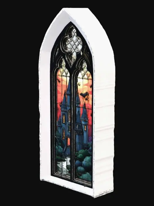 3D model for Crimson Sunset Castle in Stained Glass