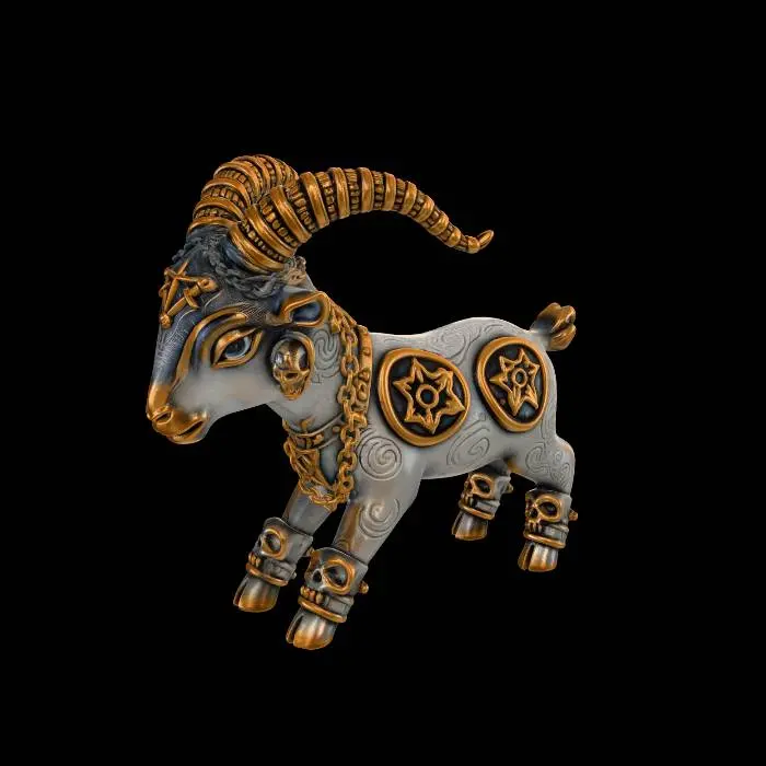 3D model for A figurine of a cute occult goat, fine gothic details