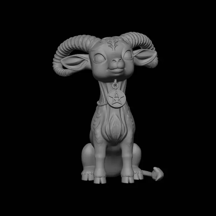 3D model for A figurine of a cute occult goat, fine gothic details