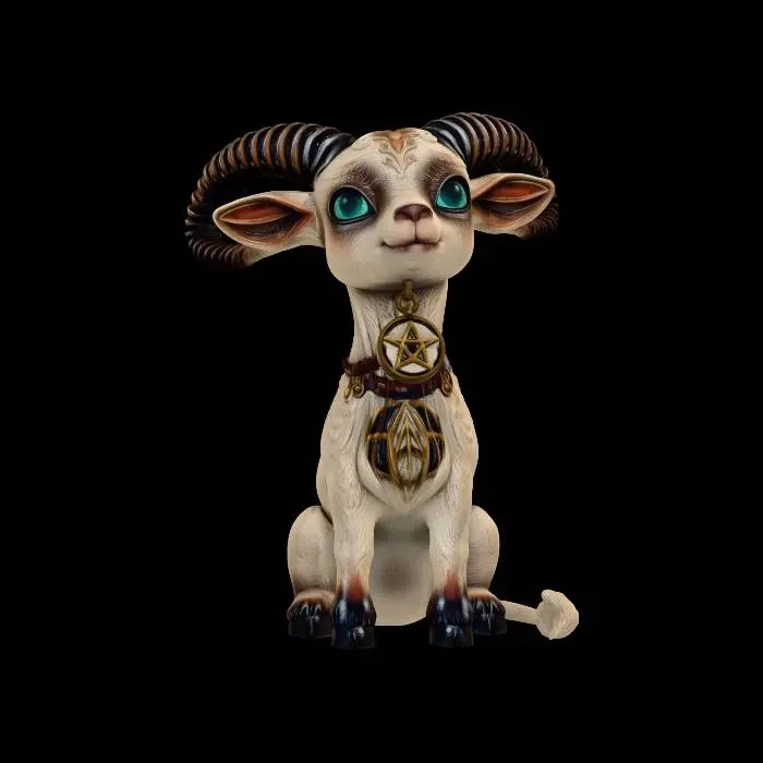3D model for A figurine of a cute occult goat, fine gothic details