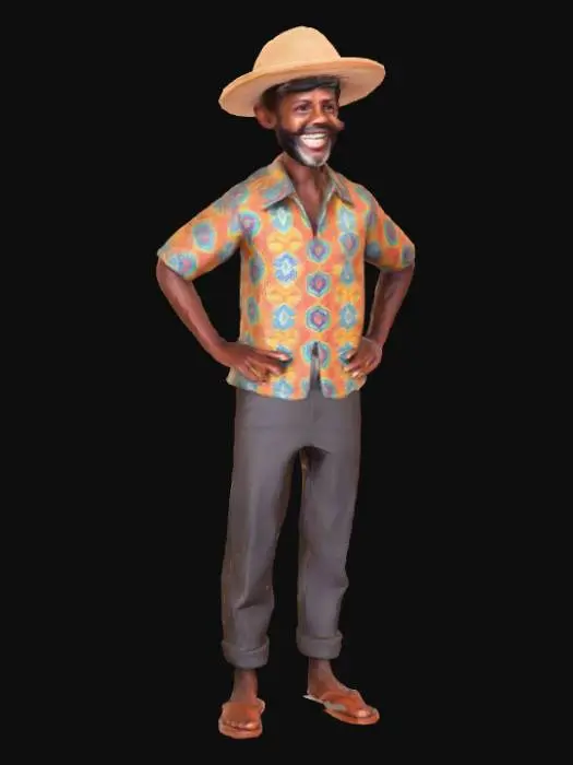 3D model for Crie um homem com roupas nordestinas do brasil animado e sorridente.