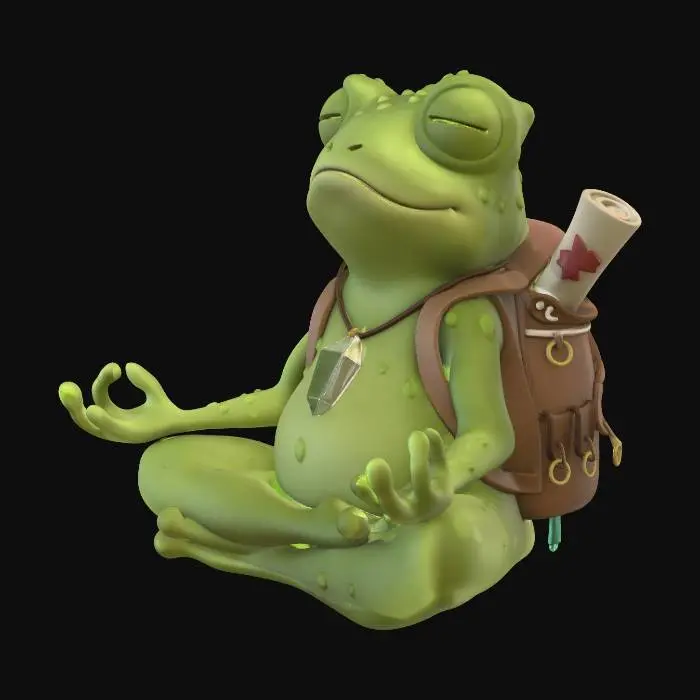 3D model for Meditative Frog with Crystals